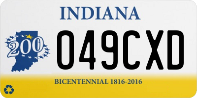 IN license plate 049CXD