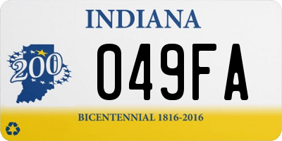 IN license plate 049FA