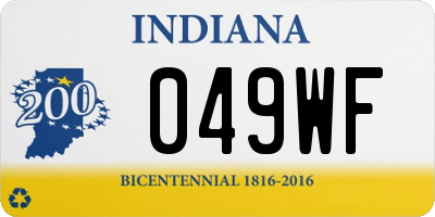 IN license plate 049WF