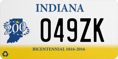 IN license plate 049ZK