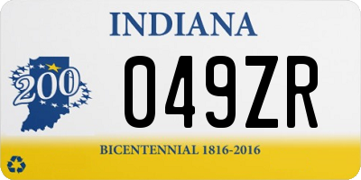 IN license plate 049ZR