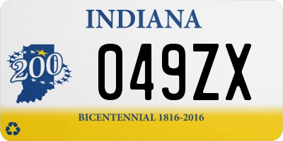 IN license plate 049ZX