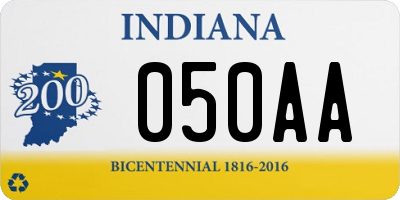 IN license plate 050AA