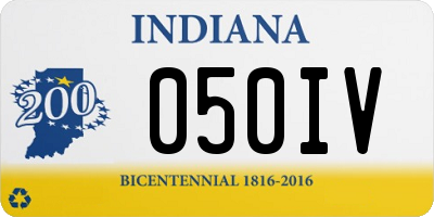 IN license plate 050IV