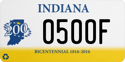 IN license plate 050OF