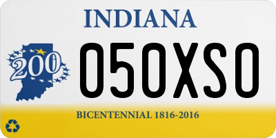 IN license plate 050XSO