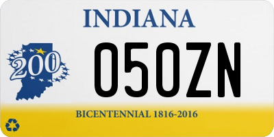 IN license plate 050ZN