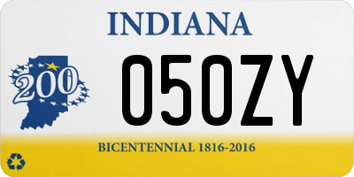 IN license plate 050ZY