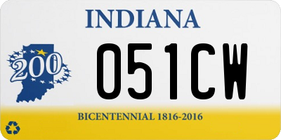 IN license plate 051CW