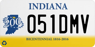 IN license plate 051DMV