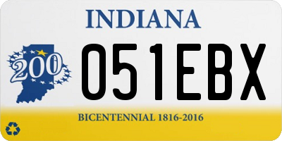 IN license plate 051EBX