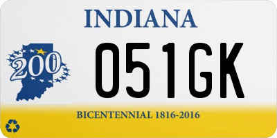 IN license plate 051GK