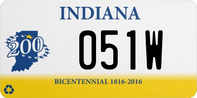 IN license plate 051W