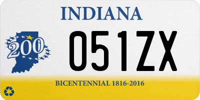 IN license plate 051ZX