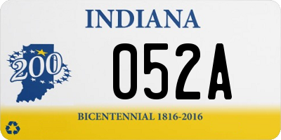 IN license plate 052A