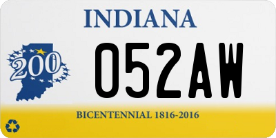 IN license plate 052AW