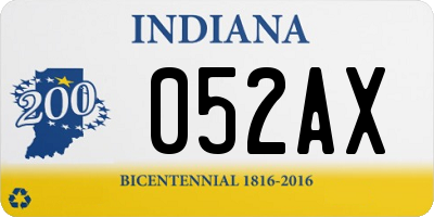 IN license plate 052AX