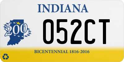 IN license plate 052CT