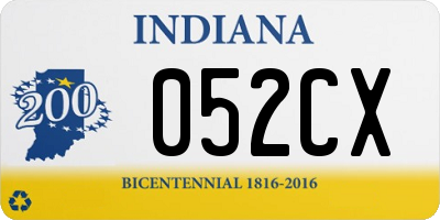 IN license plate 052CX