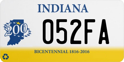 IN license plate 052FA