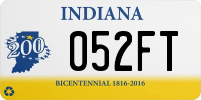 IN license plate 052FT