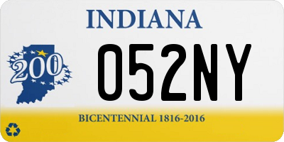 IN license plate 052NY