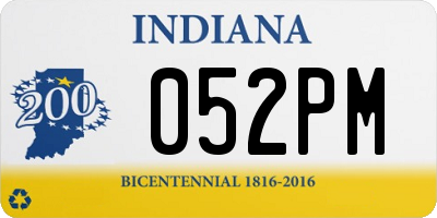 IN license plate 052PM