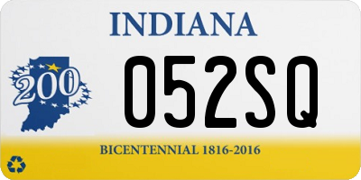 IN license plate 052SQ