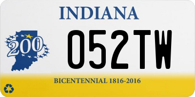 IN license plate 052TW