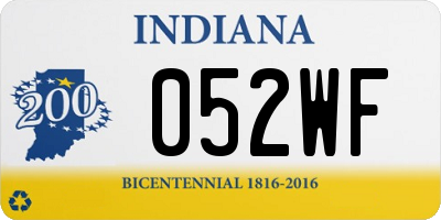 IN license plate 052WF