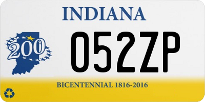 IN license plate 052ZP