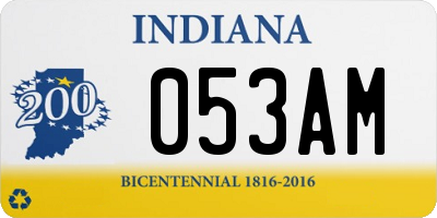 IN license plate 053AM