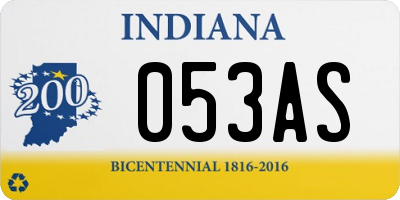 IN license plate 053AS