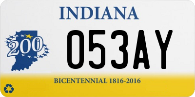 IN license plate 053AY