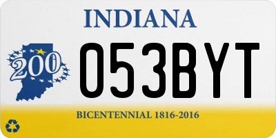 IN license plate 053BYT