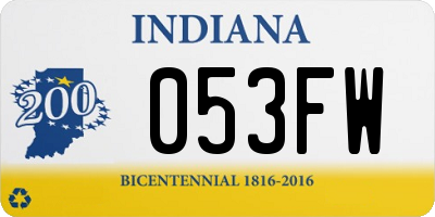IN license plate 053FW