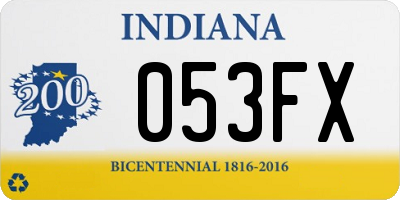 IN license plate 053FX