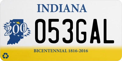 IN license plate 053GAL
