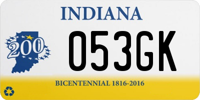 IN license plate 053GK