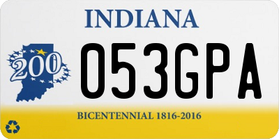 IN license plate 053GPA