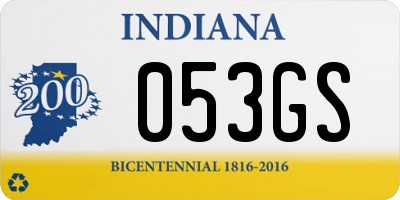 IN license plate 053GS