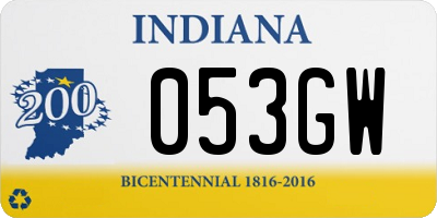 IN license plate 053GW