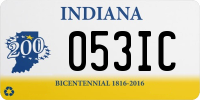 IN license plate 053IC