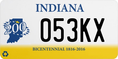 IN license plate 053KX