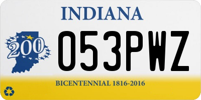 IN license plate 053PWZ