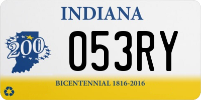 IN license plate 053RY