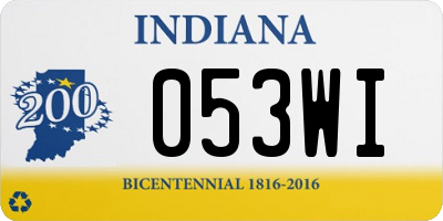 IN license plate 053WI