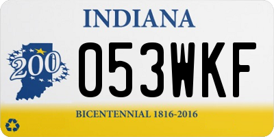 IN license plate 053WKF