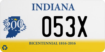IN license plate 053X