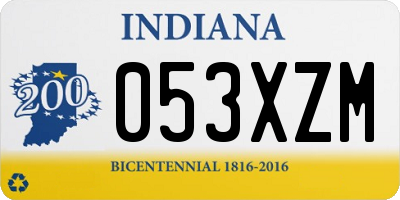 IN license plate 053XZM